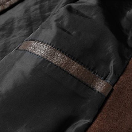 Men's Genuine Leather Bomber Jacket | Double Collar | Front Zip Closure | Brown | Sizes M-3XL | Long Sleeve | Multiple Pockets | Classic Pilot Style | Waist Length | Winter Fall Outerwear