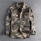 Men's Camouflage Cargo Shirt | Long Sleeve | Lapel Collar | Patch Pocket | Single Breasted | Machine Washable | Durable | Casual Wear | Fashionable 남성용 피크닉 스타일의 세련된 카무플라쥬 셔츠
