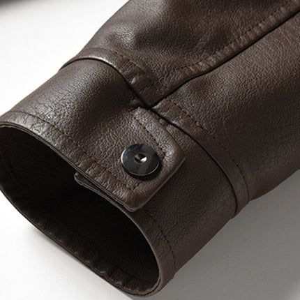 Men's Genuine Leather Bomber Jacket | Double Collar | Front Zip Closure | Brown | Sizes M-3XL | Long Sleeve | Multiple Pockets | Classic Pilot Style | Waist Length | Winter Fall Outerwear