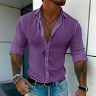 Men's Long Sleeve Striped Lapel Shirt | Solid Color | Button-Up Closure | Versatile Fit | High-Quality Fabric | Casual to Semi-Formal Wear | Multiple Sizes