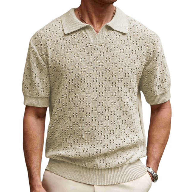 Men's Short Sleeve Polo Shirt | Knitted Texture | Solid Color | Breathable & Durable Fabric | Classic Collar | Tailored Fit | Versatile Casual & Semi-Formal Wear