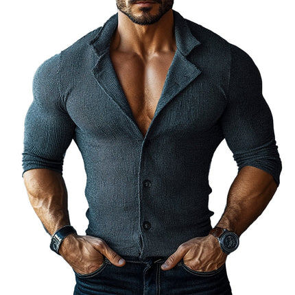 Men's Slim Fit Dress Shirt | Striped Lapel Collar | Long Sleeve | High-Quality Fabric | Smart-Casual Shirt | Breathable Comfortable Fabric | Versatile Office to Casual | Machine Washable