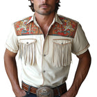 Men's Western Cowboy Shirt | Tassel Short Sleeve | Summer Cotton Top | Classic Lapel Collar | Lightweight & Breathable Fabric | Relaxed Fit | Versatile Casual Wear | Available in Small to 3XL | Easy-Care Maintenance