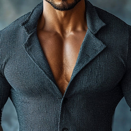 Men's Slim Fit Dress Shirt | Striped Lapel Collar | Long Sleeve | High-Quality Fabric | Smart-Casual Shirt | Breathable Comfortable Fabric | Versatile Office to Casual | Machine Washable