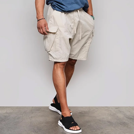 Men's Cargo Shorts | Multi-pocket Elastic Waist | Casual Breathable Design | Solid Color | Durable Outdoor Wear | Available in Various Sizes