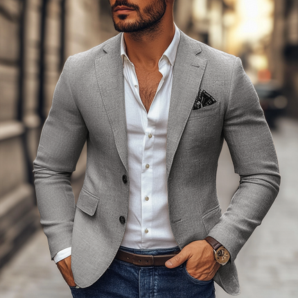 Men's Casual Blazer | Notch Lapel | Two Buttons | Long Sleeve | Versatile Fit | Cotton Polyester Blend | Classic Design | Tailored Look | Formal Semi-Formal | Available in Multiple Sizes