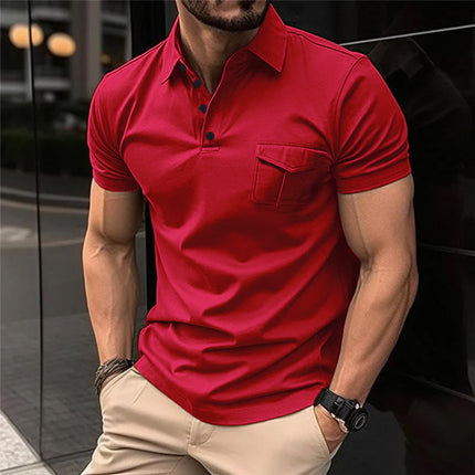 Men's Slim Fit Polo Shirt | Cotton Polyester Blend | Classic Lapel Collar | Short Sleeve | Buttoned Placket | Ribbed Cuffs | Comfortable Versatility for Casual & Semi-Formal Occasions | Varied Colors & Sizes