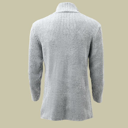 Men's Mid-Length Knit Cardigan | Stand Collar | Solid Striped Design | Button-Up Front | Long Sleeves | Ribbed Cuffs | Regular Fit | S-3XL Sizes | Premium Knit Fabric | Casual & Office Wear | Outerwear Sweater