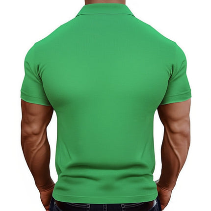 Men's Solid Color Textured Polo Neck T-Shirt | Summer Fashion | Short Sleeve Casual Tee | Soft Breathable Fabric | Sizes S-3XL | Stylish Button Placket | Classic Yet Contemporary | Versatile Wear
