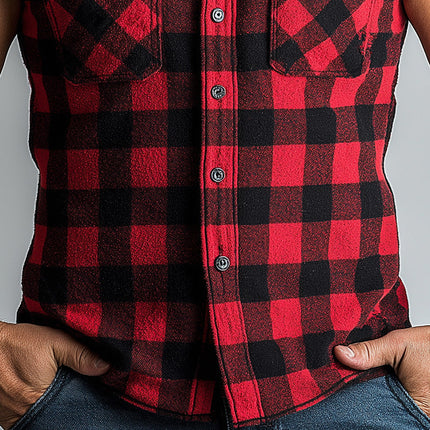 Men's Sleeveless Plaid Tank Top | Summer Cotton Linen Blend | Casual Breathable | Classic Print | Relaxed Fit