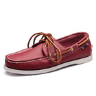 Men's Leather Moc-Toe Boat Shoes | 360° Lacing System | Rustproof Eyelets | Contrast Stitching | Flexible Outsole | Casual Cool Style | Timeless Appeal
