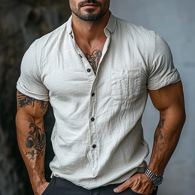 Men's Short Sleeve Shirt | Solid Color Cotton | Casual & Versatile | Classic Collar | Modern Fit | Breathable Fabric | Available in Various Sizes | Ideal for Everyday Wear | Stylish & Comfortable