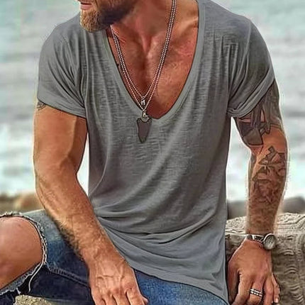 Men's Casual V Neck Cotton T-Shirt | Short Sleeve | Soft Comfortable Fit | Breathable Fabric | Classic Colors | Everyday Wardrobe Essential | Durable Quality | Easy Care | Affordable Menswear