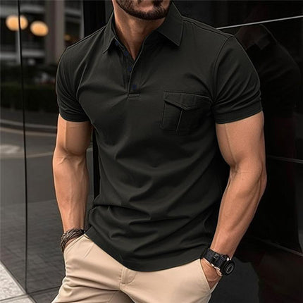 Men's Slim Fit Polo Shirt | Cotton Polyester Blend | Classic Lapel Collar | Short Sleeve | Buttoned Placket | Ribbed Cuffs | Comfortable Versatility for Casual & Semi-Formal Occasions | Varied Colors & Sizes