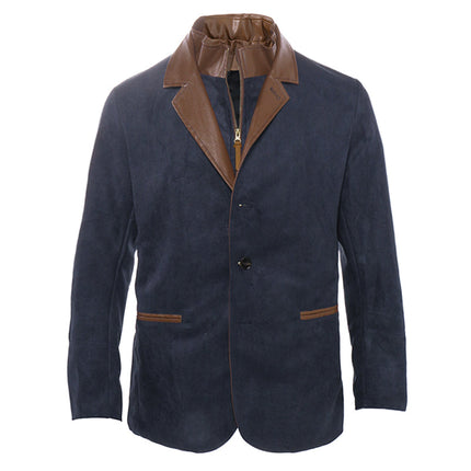 Men's Suede Leather Jacket | Vintage Buckskin Outerwear | Autumn Fashion | Long Sleeve | Adjustable Cuffs | Band Collar | Casual Rugged Style | S-3XL Sizes | Durable & Soft | Outdoor Adventures | Classic Layering