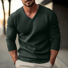 Men's V-Neck Solid Color Knitted Pullover Sweater | Long-Sleeved Casual Top | Soft Breathable Fabric | Versatile Style | Comfort Fit | Easy Care | Classic Timeless Design | Apparel for All Occasions