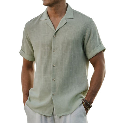 Men's Textured Cotton Blend Short Sleeve Shirt | Summer Casual Style | Classic Collar | Soft & Breathable | Machine Washable | Regular Fit | Variety of Colors | Sizes S-3XL