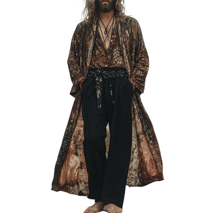 Men's Vintage Graphic Long Sleeve Cardigan | Retro Loose Fit Outerwear | Soft Breathable Fabric | Eye-Catching Design | Perfect for Layering | Casual Fashionable Style | Open Front | Versatile Sizes