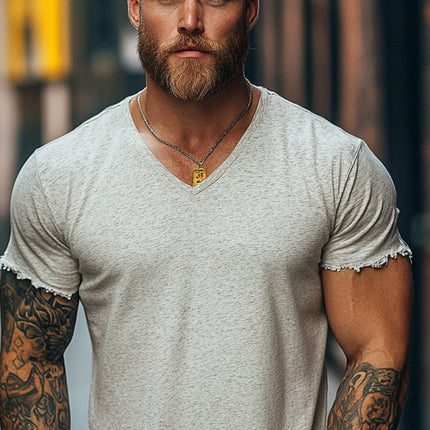 Men's Loose V-Neck T-Shirt | Short Sleeve | Lightweight Blend | Casual Comfort | Versatile Styles | High-Quality Fabric | Breathable Men's Top