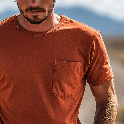 Men's Western Denim Style T-Shirt | Cotton Short Sleeve | Pocket Design | Casual Rugged Look | Breathable & Comfortable | Versatile Styling | Ideal for Layering | Premium Quality | Small Essentials Storage