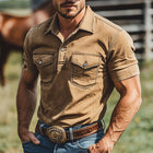 Men's Short Sleeve Casual Shirt | 100% Cotton | Solid Color | Multi-Pocket Design | Breathable | Versatile | Relaxed Fit | Ideal for Everyday Wear | Comfortable & Durable | Perfect for Casual Outfits