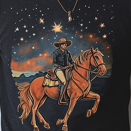 Men's Western Cowboy Style T-Shirt | Summer Fashion | Short Sleeved | Printed Design | Comfort Fit | Blended Fabric | Casual Top | Breathable | Modern Trend | Traditional Style | Ideal Summer Wear