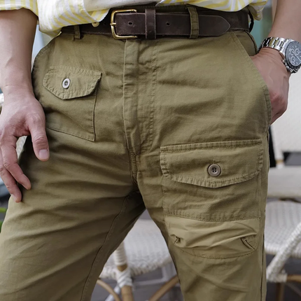 Men's Cargo Pants | Solid Color | Cotton | Straight Leg | Multi-Pocket | Casual Outdoor Workwear | Breathable Fabric | Size Range Available | Durable and Practical | Comfortable Fit