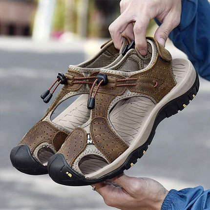 Men's Outdoor Beach Sandals | Durable Uppers | Non-Slip Outsole | Adjustable Heel Strap | Breathable Textile Lining | Toe Protection | Comfortable Everyday Wear | Summer Footwear