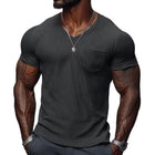 Men's Ribbed Cotton Blend V-Neck T-Shirt | Slim Fit Short Sleeve | Casual Comfort | Soft & Durable Fabric | Versatile Everyday Style