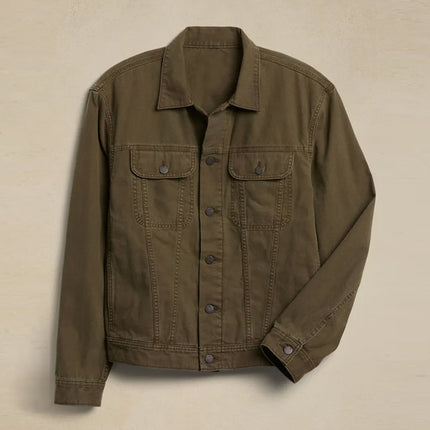 Men's Vintage Long Sleeve Denim Jacket | Classic Lapel Single Breasted | Durable Versatile Outerwear | Army Green | Sizes M-3XL | Casual & Semi-Formal Style | Timeless Design | Comfortable Denim Fabric