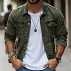 Men's Vintage Washed Jacket | Single Breasted | Lapel Collar | High-Quality Cotton Blend | Long Sleeve | Buttoned Cuffs | Classic Black, Olive Green, Navy Blue, Rustic Brown | Sleek Fit | Small to 3XL