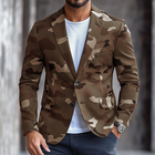 Men's Blazer | Retro Camouflage Pattern | Notch Lapel | Single Breasted | Long Sleeve | Cotton Polyester Blend | Sizes S-XXXL | Casual & Semi-Formal Wear | Flap Pockets | Lightly Padded Shoulders