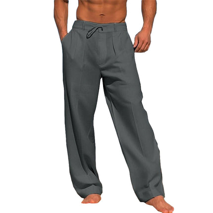 Men's Linen Beach Pants | Solid Color | Vacation Wear | Lightweight Breathable Fabric | Relaxed Fit | Drawstring Waist | Versatile Style | Tropical Comfort | Various Solid Colors | Sizes Available