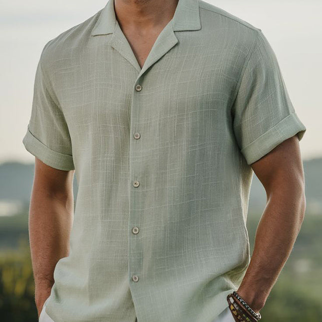 Men's Textured Cotton Blend Short Sleeve Shirt | Summer Casual Style | Classic Collar | Soft & Breathable | Machine Washable | Regular Fit | Variety of Colors | Sizes S-3XL