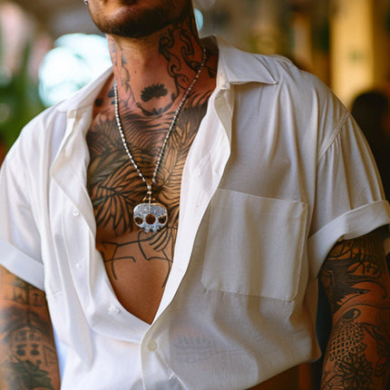 Men's Casual Lapel Shirt | Short Sleeve | 100% Cotton | Solid Color | Modern Lapel Collar | Spring Summer Fashion | Breathable & Comfortable | Ideal for Everyday Wear & Casual Outings