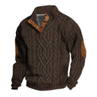 Men's Cable Knit Sweater | Vintage Style | Stand Collar | Full-Length Sleeves | Cozy Knit Fabric | Versatile Layering | Classic Colors | Charcoal Grey | Navy Blue | Beige | Warmth and Comfort