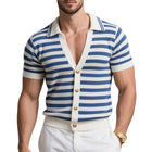 Men's Casual Polo Shirt | Short Sleeve Striped Knitted | Classic Collared Design | Comfortable Breathable Fabric | Versatile Styling | Regular Fit | Perfect for Casual Wear