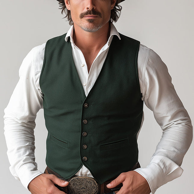 Men's Casual Vest | Solid Color Blended | Western Cowboy Style | Summer Fashion | Versatile Outerwear | Timeless Design | Durable & Comfortable | Premium Fabric | Semi-Formal Attire | Fashion Forward Wardrobe Essential