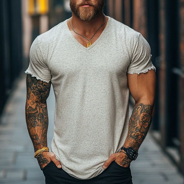 Men's Loose V-Neck T-Shirt | Short Sleeve | Lightweight Blend | Casual Comfort | Versatile Styles | High-Quality Fabric | Breathable Men's Top