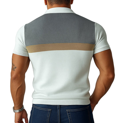 Men's Slim Fit Polo Shirt | Business Casual | Color Block Design | Polo Collar | Comfortable Stretch Fabric | Versatile for Office & Weekend Wear | Easy Care | Available in Multiple Sizes