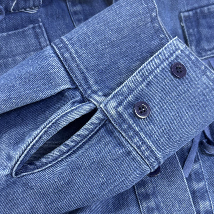 Men's Denim Long Sleeve Shirt | Retro Western Cowboy Style | Tassel Stitching | Classic Pointed Collar | High-Quality Fabric | Comfortable Relaxed Fit | Versatile Fashion Statement
