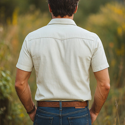 Men's Western Cowboy Shirt | Retro Embroidered Short Sleeve | Summer Casual | Cotton-Poly Blend | Classic Collar | Lightweight Comfortable Fashion | Available S-3XL