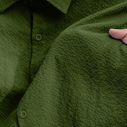 Men's Short Sleeve Shirt | Solid Color | Textured Fabric | Tailored Fit | Versatile Casual & Semi-Formal | High-Quality Breathable Material | Men's Apparel & Accessories | Modern Stylish Design