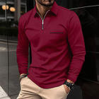 Men's Polo Shirt | Long Sleeve Lapel with Zipper | Solid Colors Breast Pocket | Versatile Casual and Semi-Formal Wear | Premium Comfortable Material