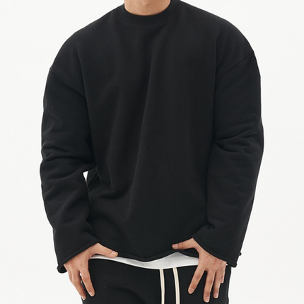 Men's Loose Fit Sweatshirt | 100% Cotton | Solid Color Pullover | Long Sleeve | Crew Neck | Casual Basic Street Style | Eco-Friendly | Fall Winter Spring | Breathable Soft | Classic Comfortable Activewear