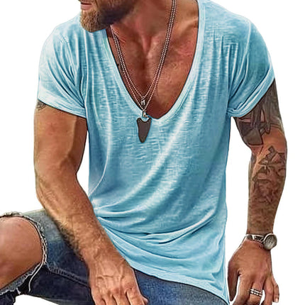 Men's Casual V Neck Cotton T-Shirt | Short Sleeve | Soft Comfortable Fit | Breathable Fabric | Classic Colors | Everyday Wardrobe Essential | Durable Quality | Easy Care | Affordable Menswear