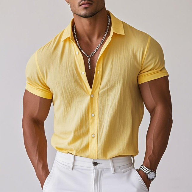Men's Cotton Linen Short Sleeve Shirt | Casual Loose Fit | Single Breasted Lapel | Breathable Summer Top