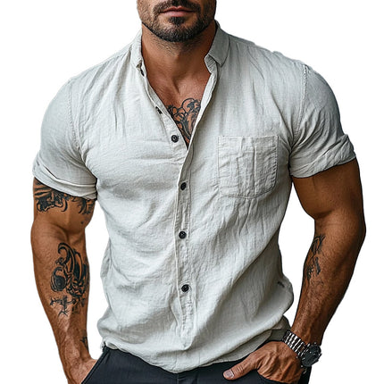 Men's Short Sleeve Shirt | Solid Color Cotton | Casual & Versatile | Classic Collar | Modern Fit | Breathable Fabric | Available in Various Sizes | Ideal for Everyday Wear | Stylish & Comfortable