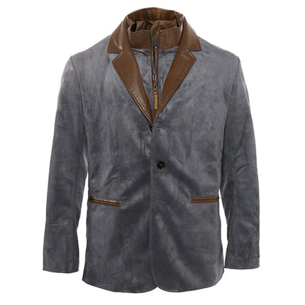 Men's Suede Leather Jacket | Vintage Buckskin Outerwear | Autumn Fashion | Long Sleeve | Adjustable Cuffs | Band Collar | Casual Rugged Style | S-3XL Sizes | Durable & Soft | Outdoor Adventures | Classic Layering