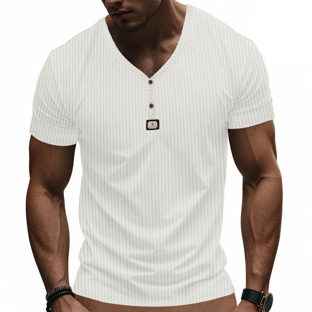 Men's Short Sleeve Button-Up T-Shirt | Solid Color Textured Design | Casual & Versatile | High-Quality Fabric | Comfortable Wear | Classic Style | Ideal for Semi-Formal & Casual Outfits